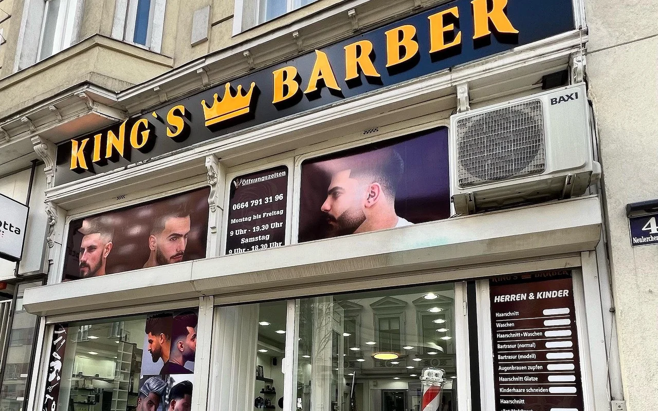 King's Barber Innenraum in Wien 1160 — moderner Premium Barbershop